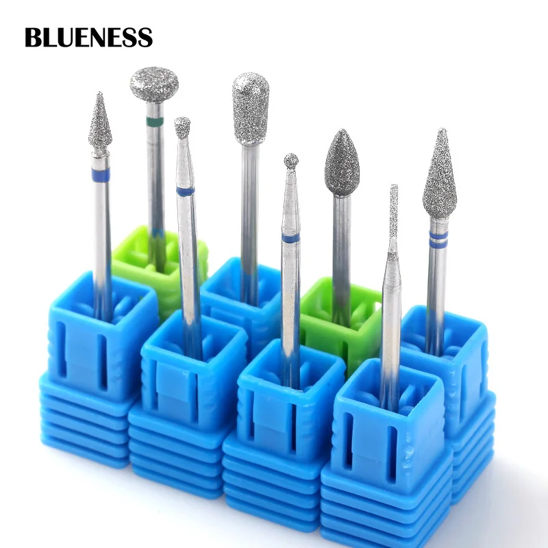 

BLUENESS 8 Style Diamond Nail Drill Bits Nail Tools Milling Cutter Burr Electric Drill Manicure Machine Nail Art Accessories