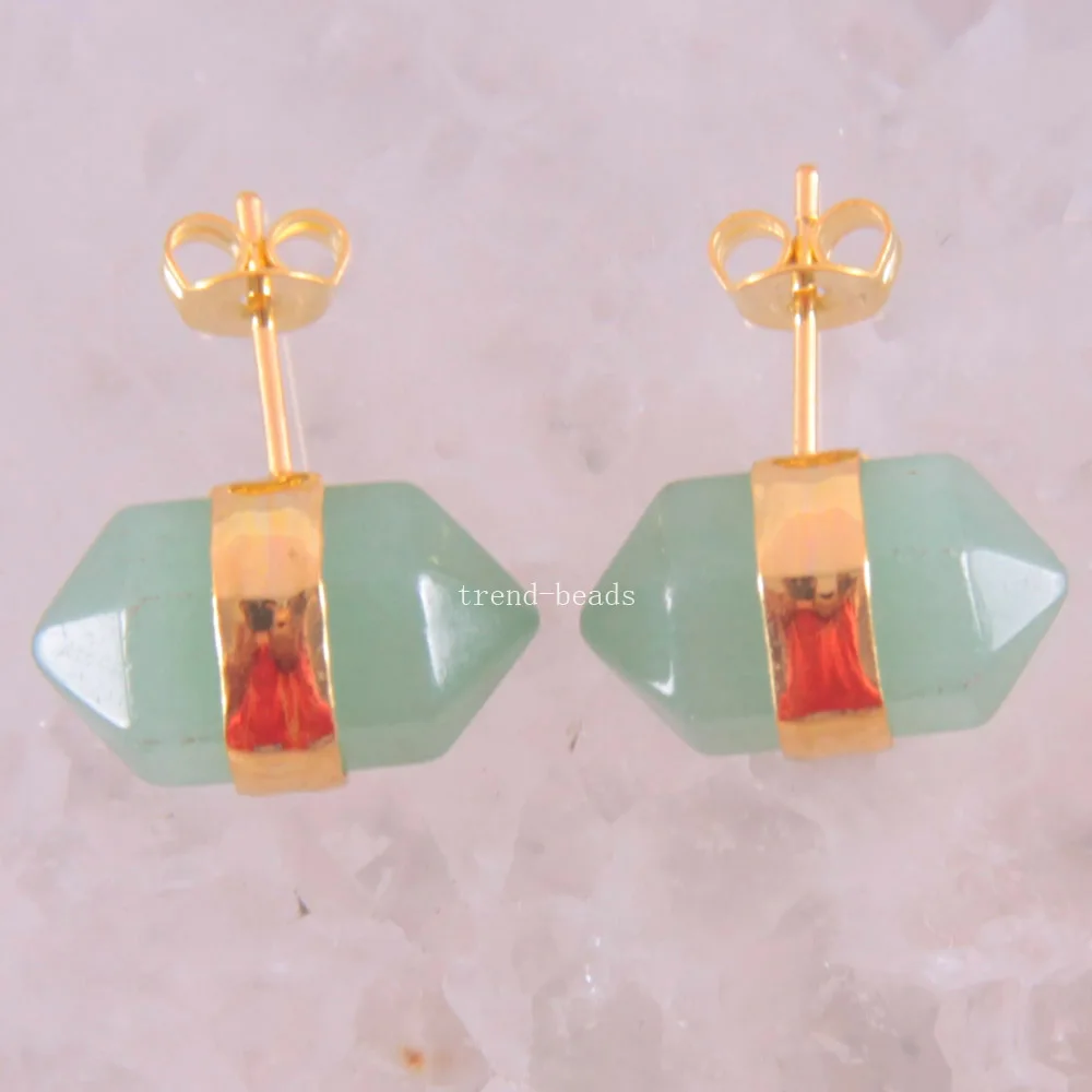 

Free Shipping Natural Stone Beads Green Aventurine Earrings 1Pair U289