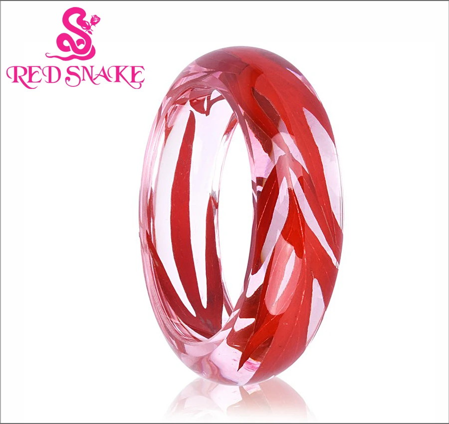 Красная змея Мода Чистый ручной красный форма листьев внутри прозрачный пластик браслет для женщин