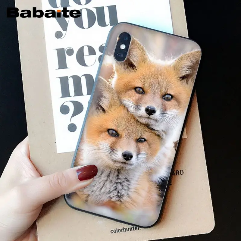 Мягкий силиконовый черный чехол для телефона Babaite с изображением милых животных лисы кошки для iPhone 8 7 6 6S Plus 5 5S SE XR X XS MAX Coque Shell - Цвет: A6