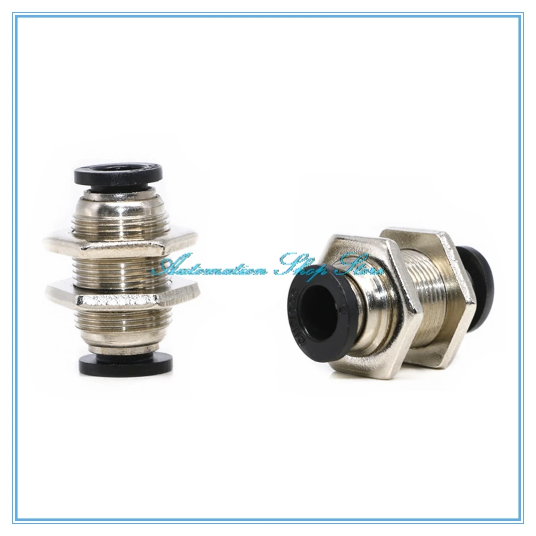 Black 4 6 8 10 12MM Pneumatic Bulkhead Straight Push In Quick Fitting