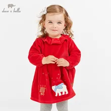 Dave bella/DBM8636; осеннее модное платье для маленьких девочек; детское платье для дня рождения; красное платье для маленьких детей