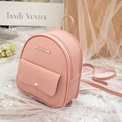 School Backpack Mini Backpack Women PU Leather Shoulder Bag For Teenage Girls Kids Multi-Function Small Bagpack Female Ladies - Color: pink