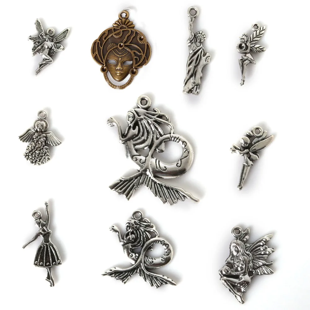 

Fine Trendy Sale 3~10mm 10 Tyles Mixed Sizes Pure Symbol For DIY Charms High Quality Antique Silver Bronze Plated Pendant