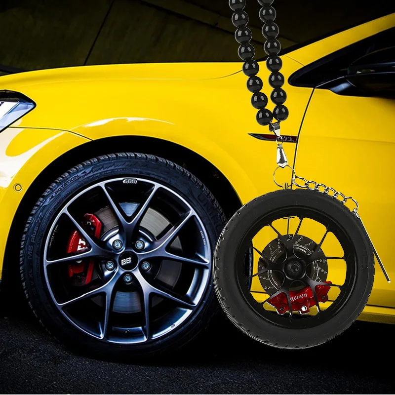

DIY BB SR RIM Car Auto Enthusiasts Parts Rear View Mirrow Pendent Set JDM Hellaflush (Rim+Brake Disc+Shock Absorber+Beads+Tire)