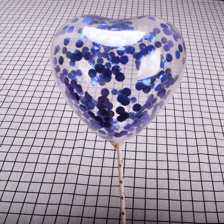 5 компл./лот Романтический прозрачная конфетти в форме сердца воздушных шаров из латекса с стержни для торт ко дню рождения, одежда для свадьбы, дня рождения украшения хрустальный шар