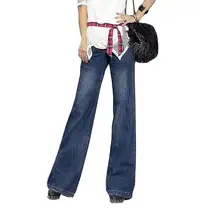Винтажные женские широкие брюки flare свободные джинсы с аппликацией в виде клеш с низкой посадкой; до середины талии узкие штаны на мягкой подкладке одежда для T187