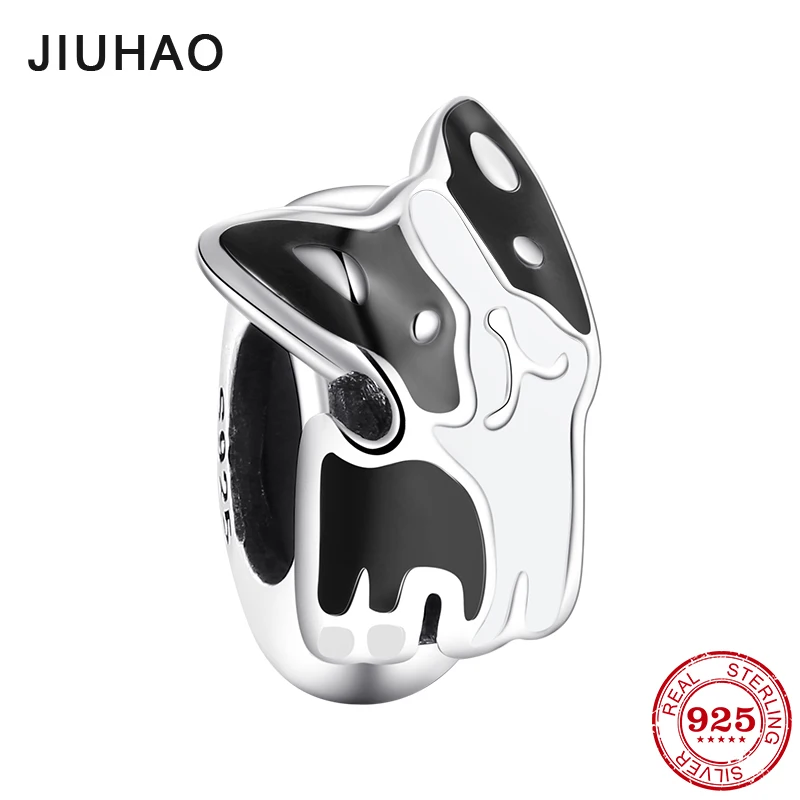 

Hot Fashion 925 Sterling Silver Stopper CZ Spacer Beads Corgi dog shape Fit Original Pandora Charm Bracelet Jewelry making