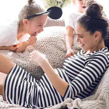

Women Striped Pregnant Nursing For Maternity Multifunctionl Dress Clothing Vestido Embarazada Para Fotografia Nursing Dress