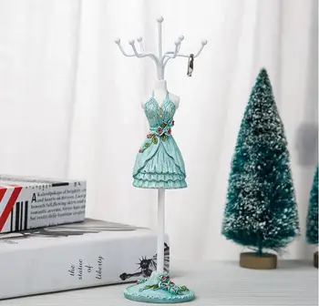 

Bule 25*7.5cm Creative princess Sequins Gown Mannequin Earring Necklace Stand Display Holder Ring storage jewelry rack 1pc C550
