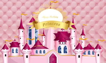 

happy birthday photography backdrop Princess pink castle headboard children's photographic backgrounds photocall studio W-897