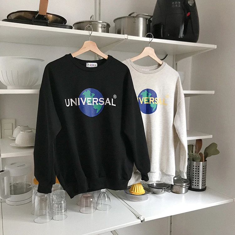 2 colors 2018 korean preppy style cartoon letter print long sleeve female sweatshirts womens street