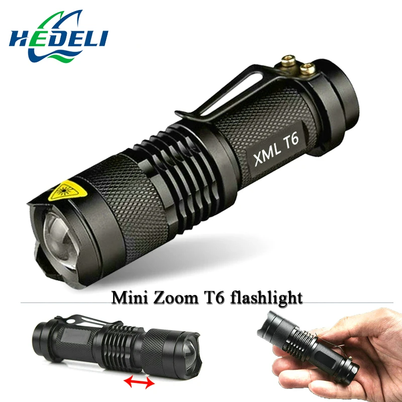 

Mini Zoomable led flashlight torch xml T6 3000 lumens waterproof use rechargeable battery 18650 flash light