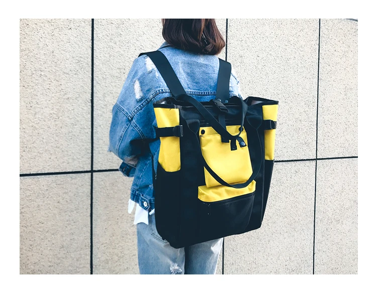 Dual Handbag Student School Bag Street Fashion High Capacity Backpack Wemen Oxford Fashion Men Panelled Hip-Hop Boy backpack03
