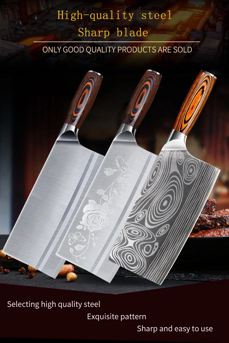 Timhome 8 дюймов из нержавеющей стали профессиональный шеф-повара мяса Кливер китайский нож Мясник терка для овощей режущий инструмент, кухонный нож