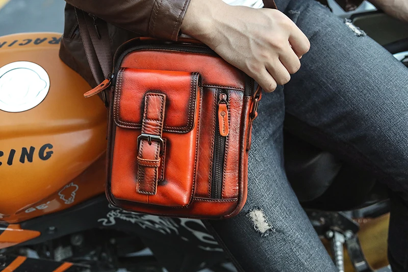 2020 Natural Leather Male Vintage Design Shoulder Messenger bag Fashion Cross-body Bag 8 Tablet Tote Mochila Satchel bag 2070