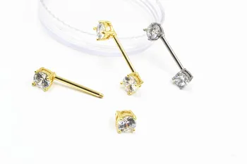 

LOT50pcs Surgical Steel CZ Gems Bar Nipple Barbells Nipple Shield Body Piercing 14G~1.6mmx14mm NEW Arrived Sliver/Gold