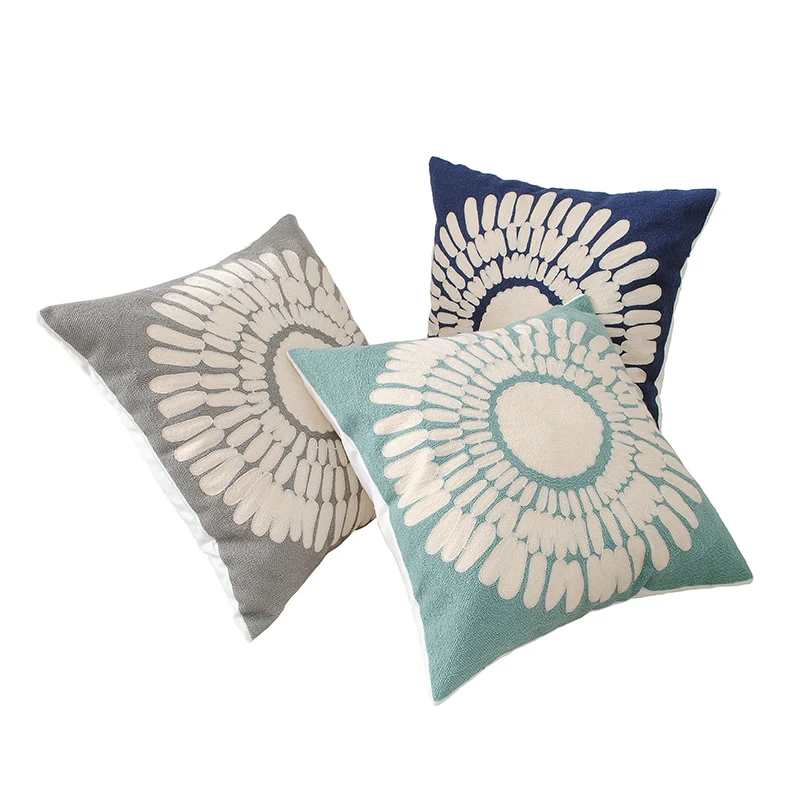 

1pc New Cotton Towel Embroidery cushions Cover Square 45*45cm Simple Geometric Patterns Home Decoration For Sofa /Couch