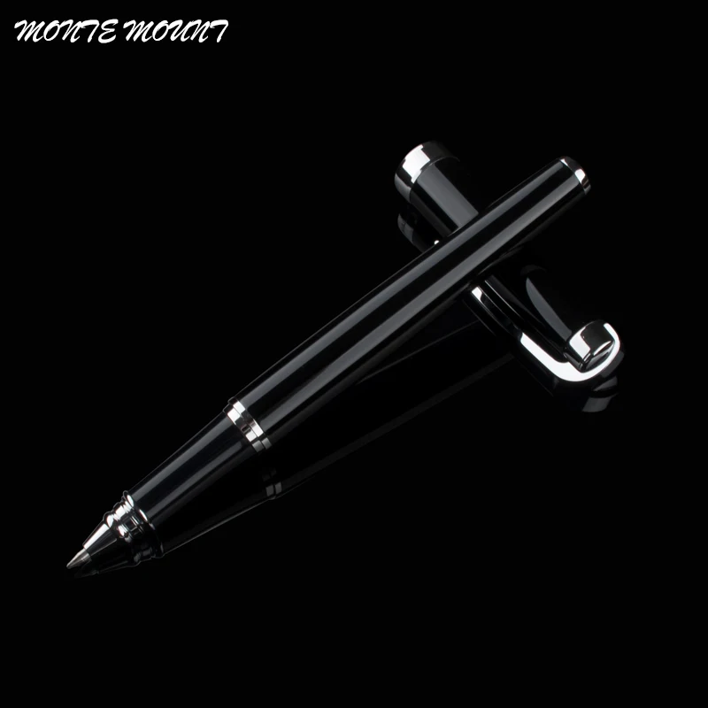 

High Quality Good Writing Pure White and Black Monte Mount Roller Ball Pen Office and School Supplies Stationery