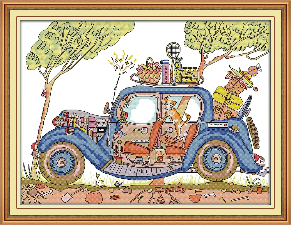 

Station wagon Chinese Cross Stitch 11CT 14CT Printed Cross Stitch Embroidered Handmade Embroidered Set Manual Needlework