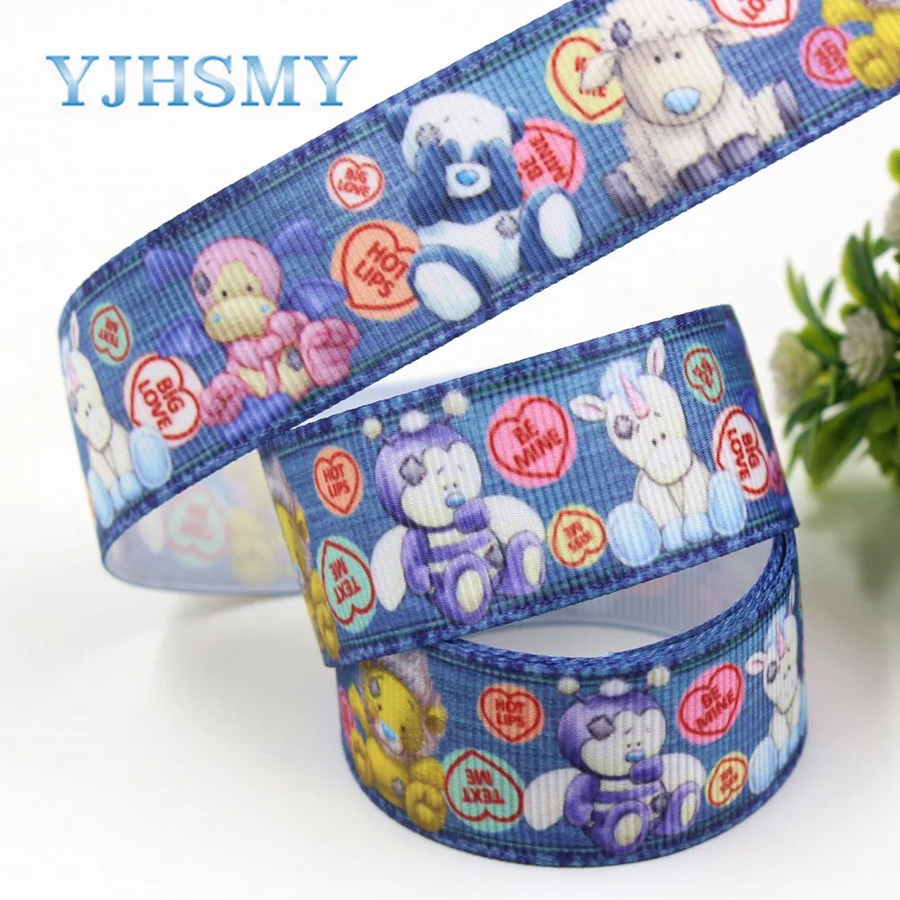 YJHSMY I 19308 558 25 мм 10 ярдов мультфильм термопечать ленты grosgrain Бант колпачок DIY