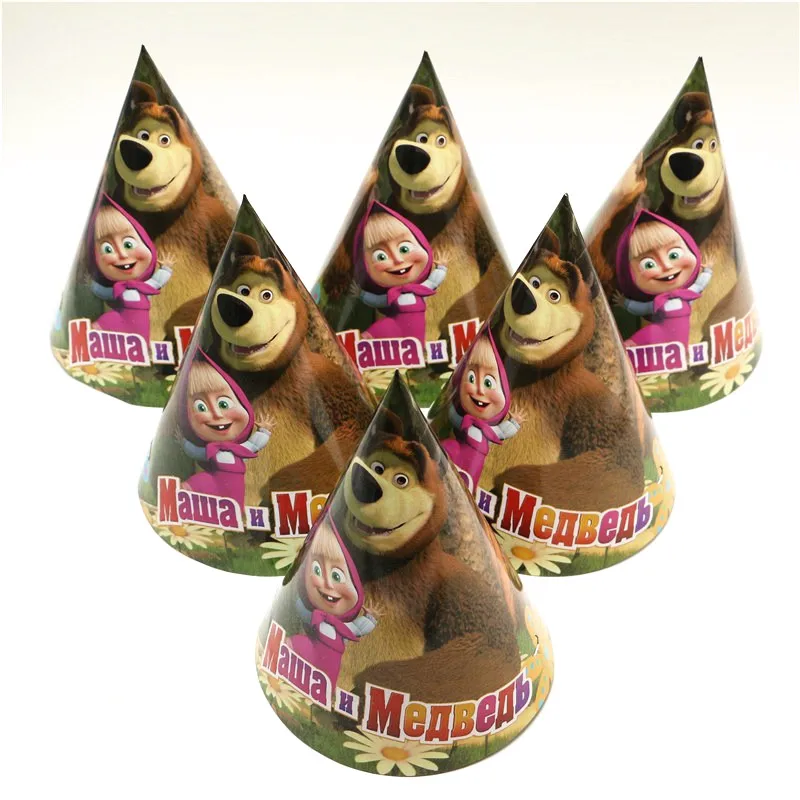 Вечерние украшения с изображением Маши и медведя для детей, мальчиков и девочек, день рождения, детский душ Martha and Bear, вечерние принадлежности