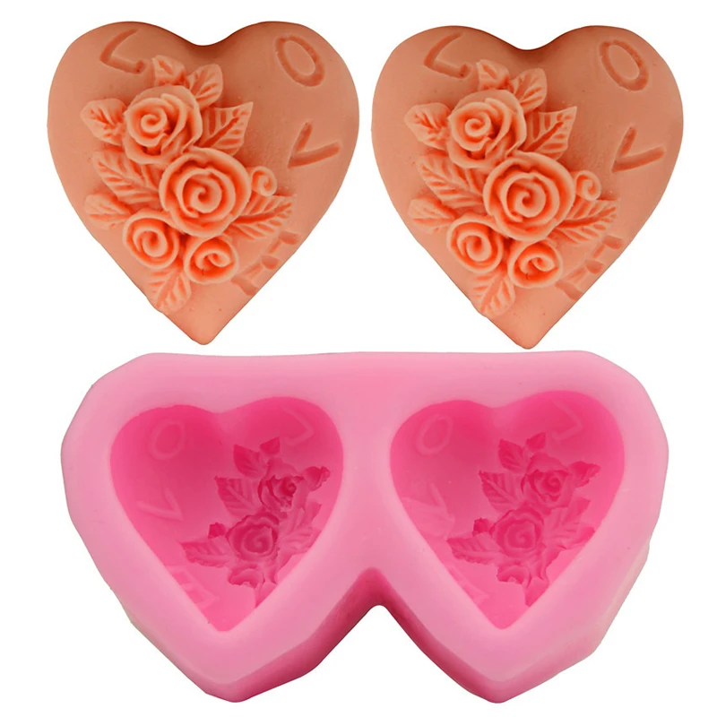

Valentines Day Rose Heart Silicone Soap DIY Mold Hand Made Soap Mold Craft Mold