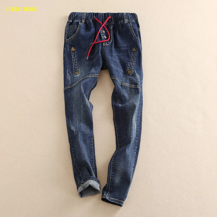 

2017 Jeans Women Denim Pants Elastic High Waist Cross Pants Casual Trousers Plus Size 36 38 40 Harem Pants Stretch Jeans Female