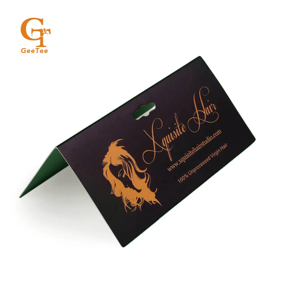 

Custom logo brand name hair extensions bundles paper packaging hanging card
