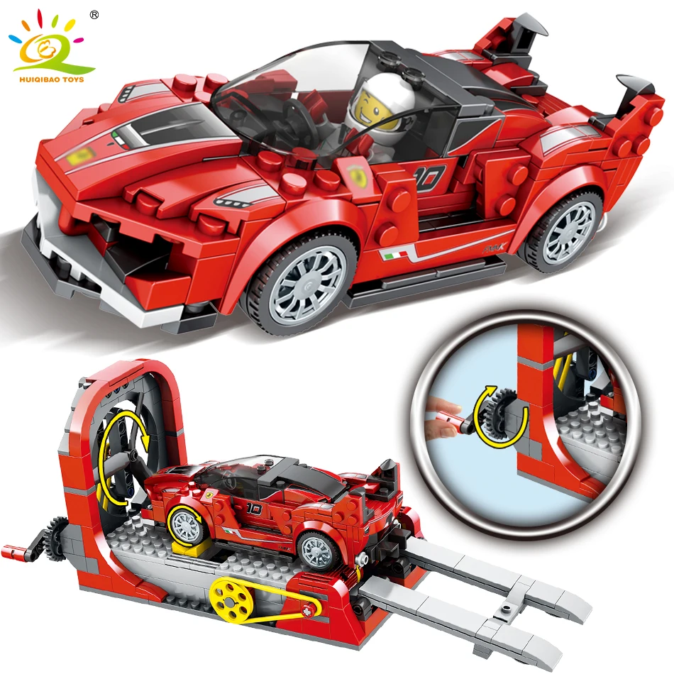 532pcs Racing Sports Car Wind Tunnel Laboratory Building Blocks Compatible Legoed City Technic Repair Shop Racer Figures Toys