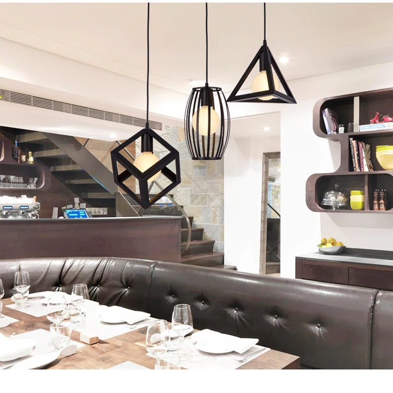  Vintage LED Pendant Light Kitchen Suspension Vintage E27 Retro Pendant Lamp Restaurant Black Hangin - 32897318502