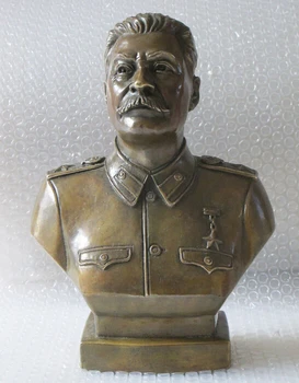 

12"Western Art Bronze Copper sculpture Joseph Stalin Bust statue