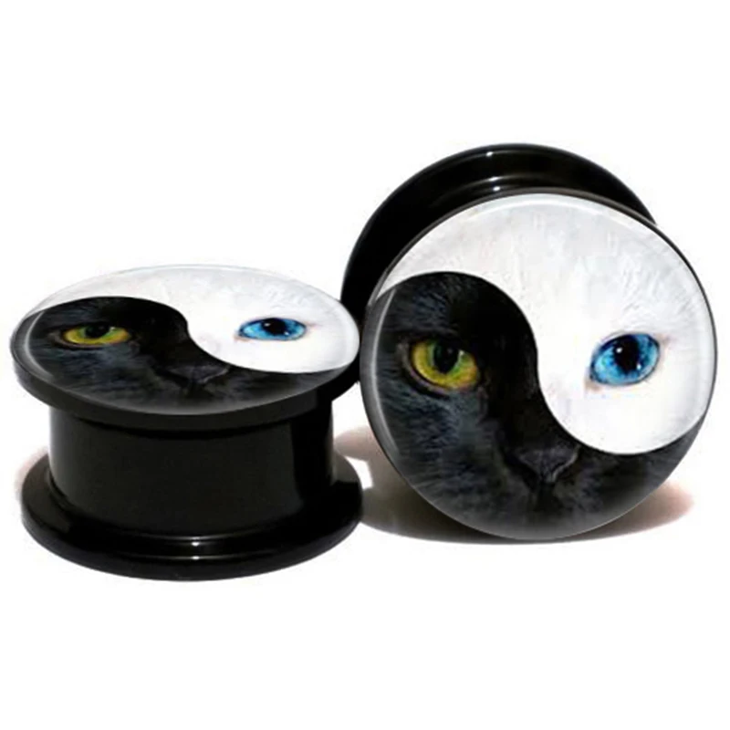 Wholesale Ear Plugs 20pcs Brown And Blue Eye Cat Ear Gauge Plugs