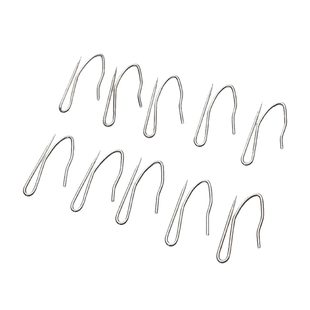 10 Pack Silver Curtain Hooks Pin-On Drapery Buckle Pins for Window Curtains, Door Curtains, Shower Curtains