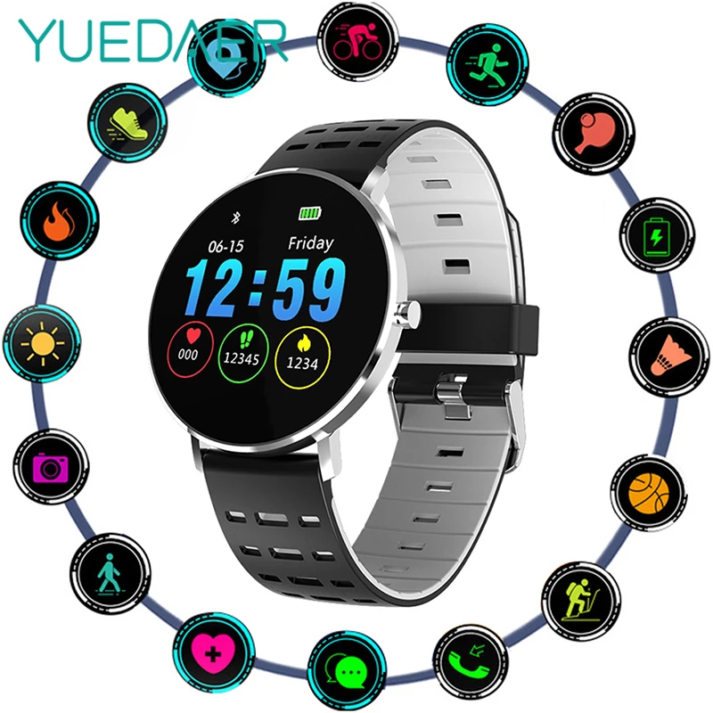 

YUEDAER New Sports Smart Bracelet Men Women Smartwatch Circle Touch Screen Watchs Heart Rate Monitor Fashion Wristband For Phone