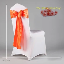 100 шт. Оранжевый Дешевые Свадебные атласные бант на стул для Свадебные украшения в Европу