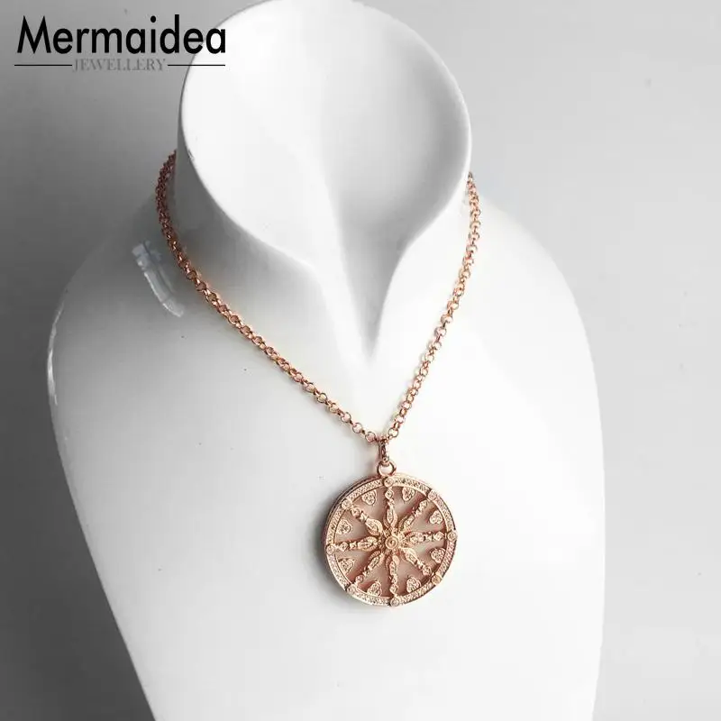 Подвеска из розового золота с колесиком Карма новинка 2020 Модные посеребренные