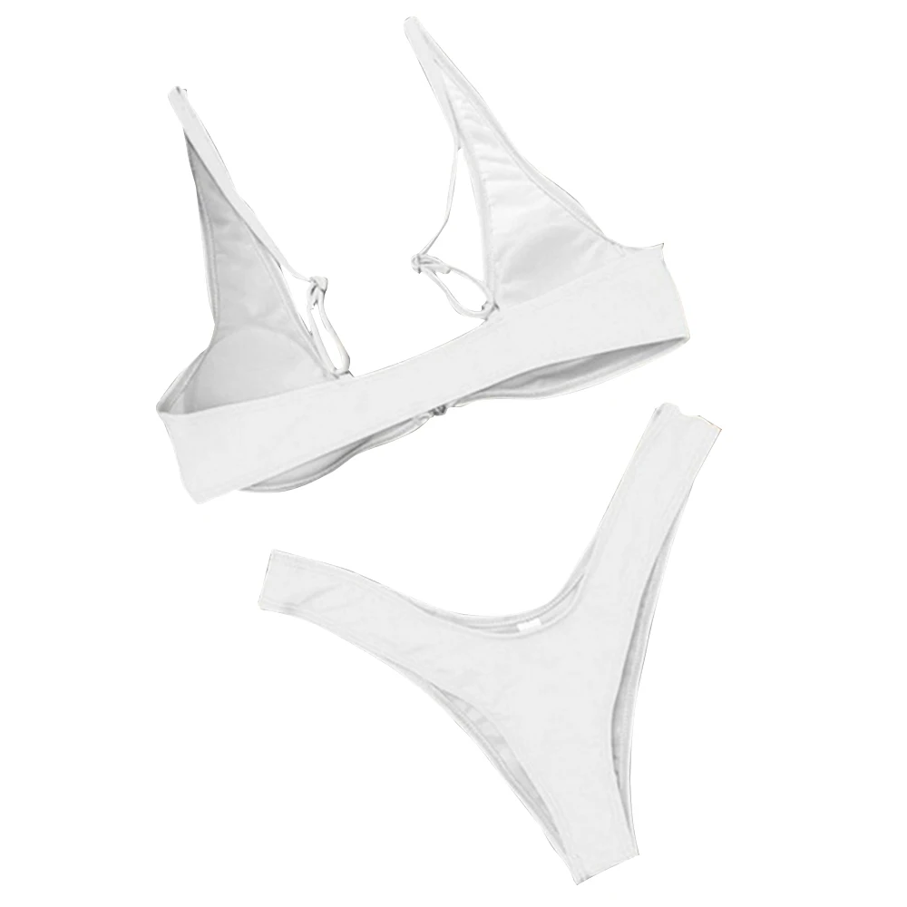 

MrY Summer Women Middle Waist Two Pieces Bikini Set Bikini Swimwear