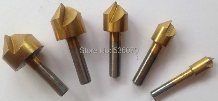 

5pcs countersink set, size of 6,10,13,16,19mm Single Flute Titanium Coated Edge Chamfer, 82 Degree Wood Countersink Drill Bit