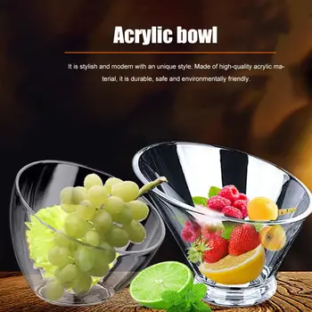 

Acrylic Salad Bowl Mixing Bowls Transparent Oblique Opening Fruit Storage Basin Kitchen Storage Basket Home Gadget