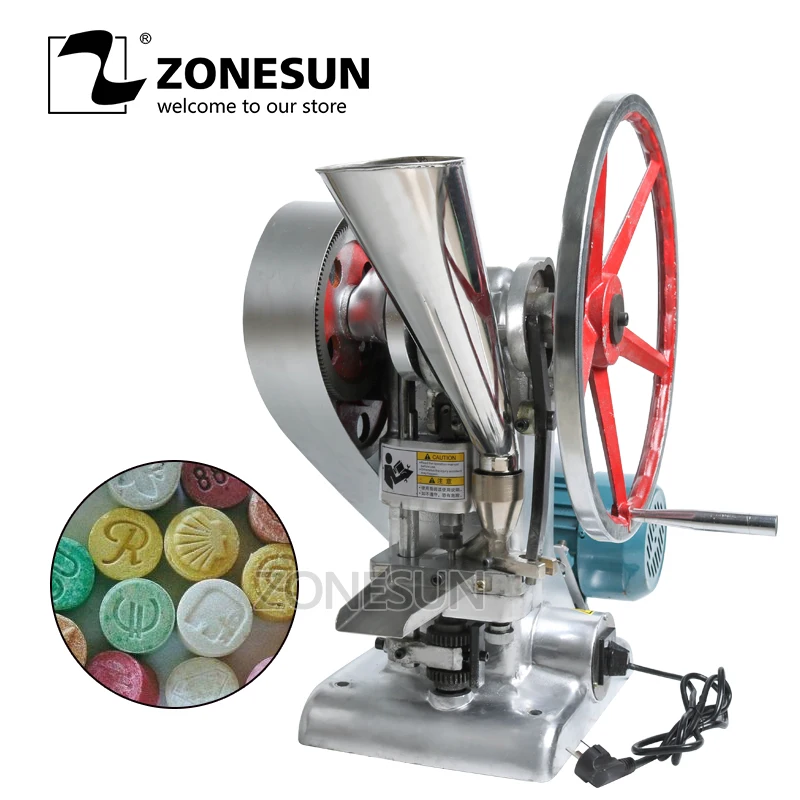

ZONESUN Single Punch TDP1.5 Max 10mm Dia Custom Candy Sugar Milk Tablet Making Tablet Punch Press DIY Mold Machine