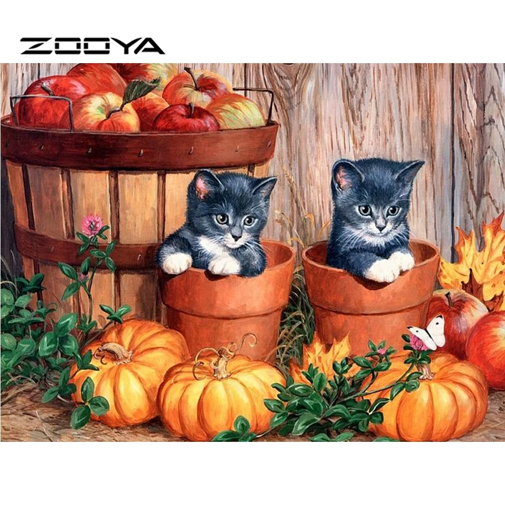 ZOOYA DIY Алмазная картина Серия животных две кошки вышивка крестиком полная Дрель