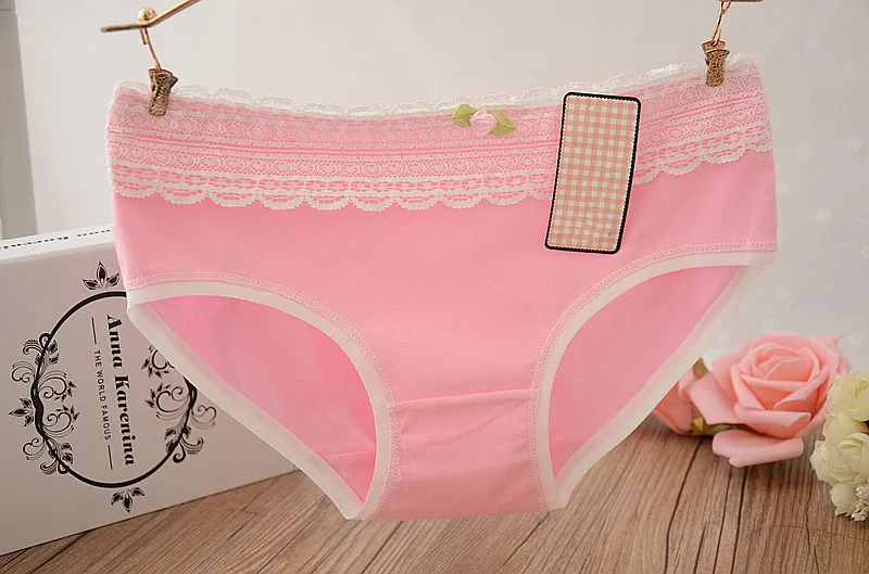 5pcs/lot 2017 Autumn New 2086 Pink Girl Underwear Lace Edge Cotton Bow Cute Women's Underwear Kids Panties 12-26years Female