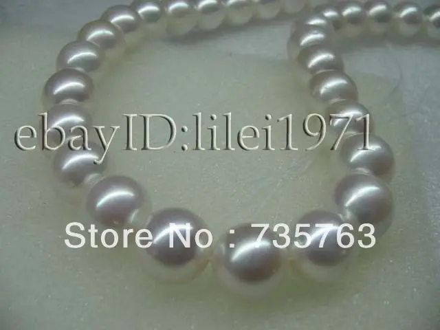 

HOT Wow ! AAA 12-13mm luster white round FW pearl necklace