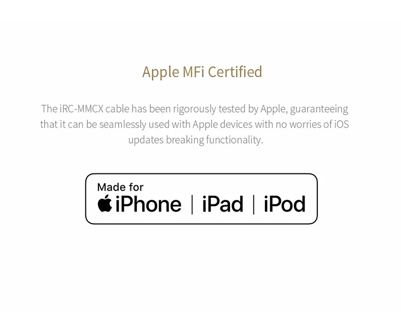 Кабель для наушников FiiO iRC-MMCX Lightning с микрофоном для iPhone se/5s/6/7/8/x ipad