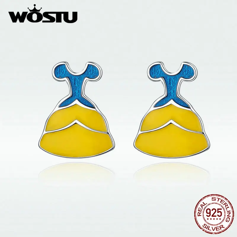

WOSTU Original Stud Earrings For Women 2019 New Arrival 100% Real 925 Sterling Silver Dress Shape Stud Earring Jewelry BKE612