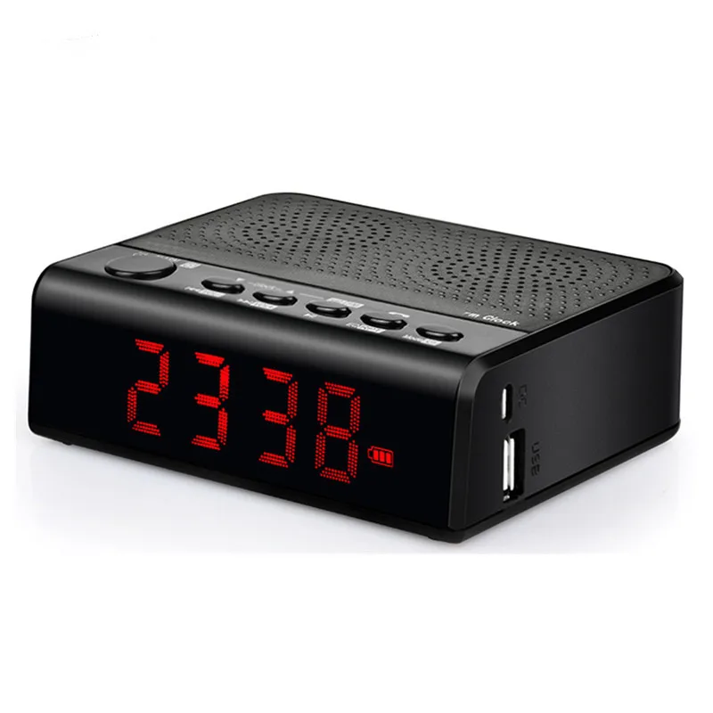 

Portable Wireless Bluetooth Speaker with Mic Hands-free Call Alarm Clocks Support TF Card FM Radio Desktop Soundbar caixa de som