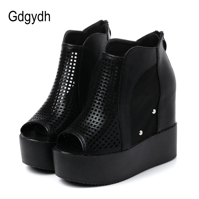 

Gdgydh Spring And Summer Shoes Women Open Toe Sexy Mesh Ladies Ankle Boots Platform Height Increasing Summer Short Boots 2019