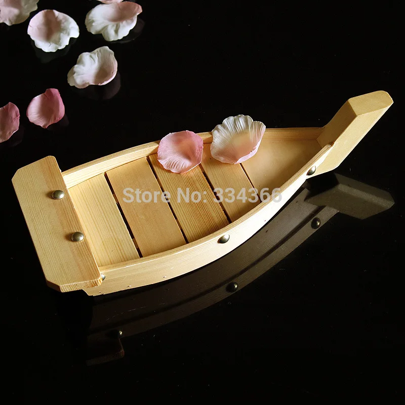 40cm Length Wooden Sushi Boat Serving Tray For Japanese Food Seafood