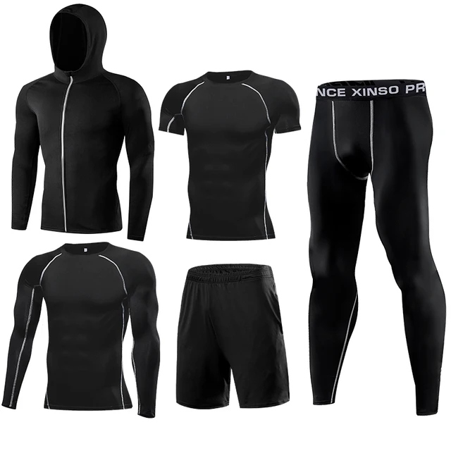 Sportswear Gym Fitness Tracksuit Men's Running Sets Compression Basketball Underwear Tights Jogging Sports Suits Clothes Dry Fit 2